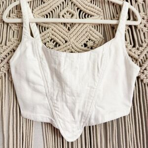 Zara White Denim Corset Top Size Medium | GUC
